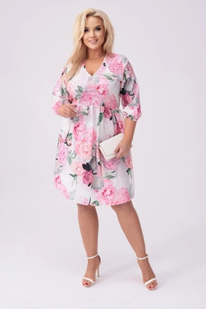 Šaty vo veľkosti plus size s kvetinovým vzorom v farbe ecru