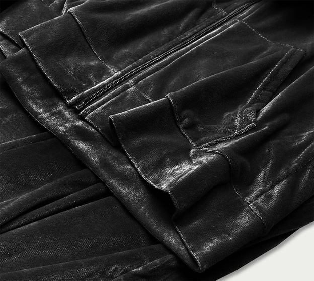 Dámska mikina s kapucňou a zipsom, čierna – mikina na zips + voľné ležérne nohavice