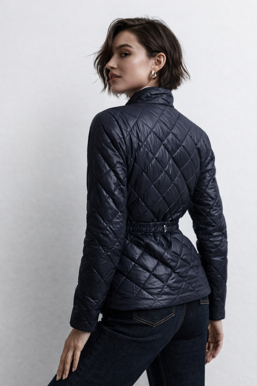 Tailored bunda s opaskom, tmavomodrá