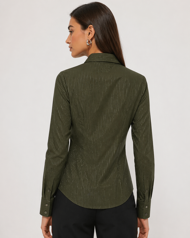 Elegantná khaki blúzka s golierom