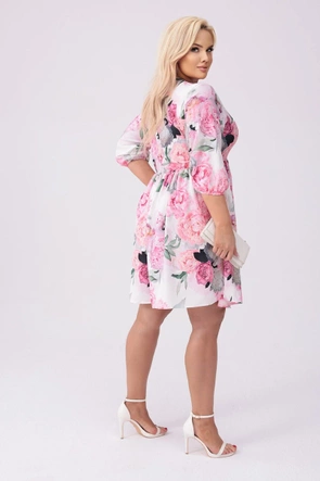 Šaty vo veľkosti plus size s kvetinovým vzorom v farbe ecru