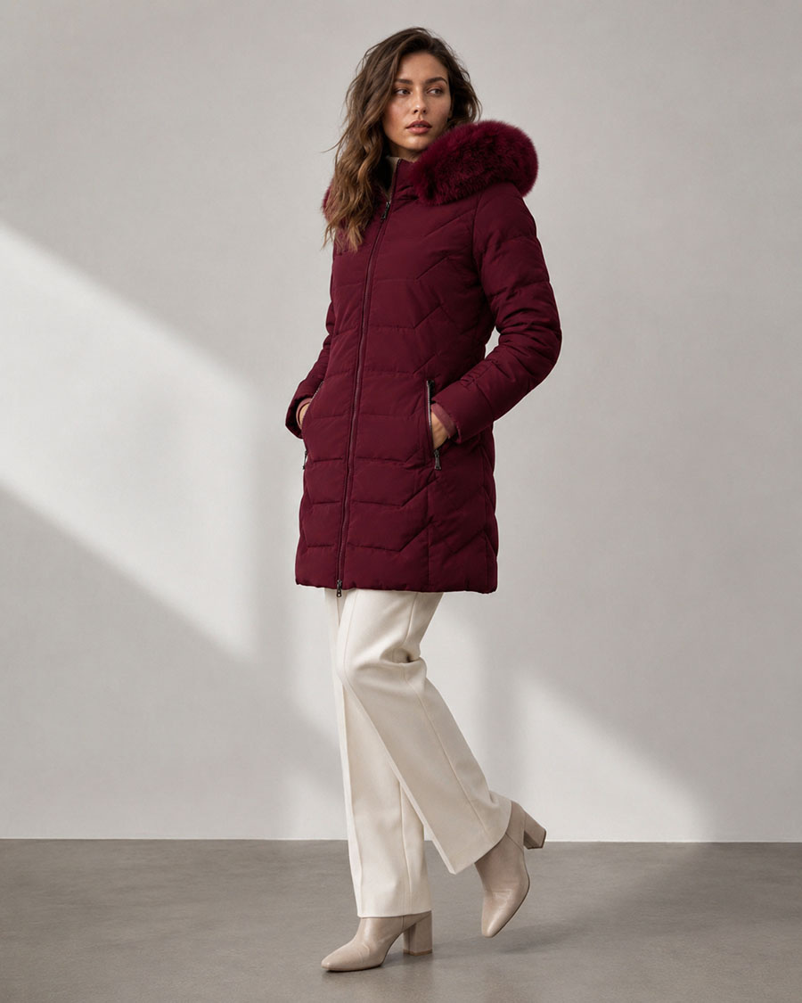 Kurtka damska z kapturem J Style bordowa (16M9121-06)