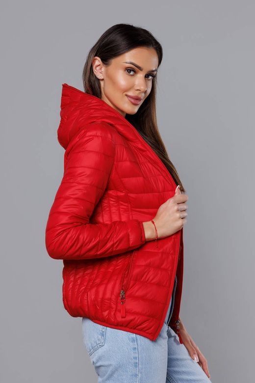 Ľahká červená bunda s kapucňou