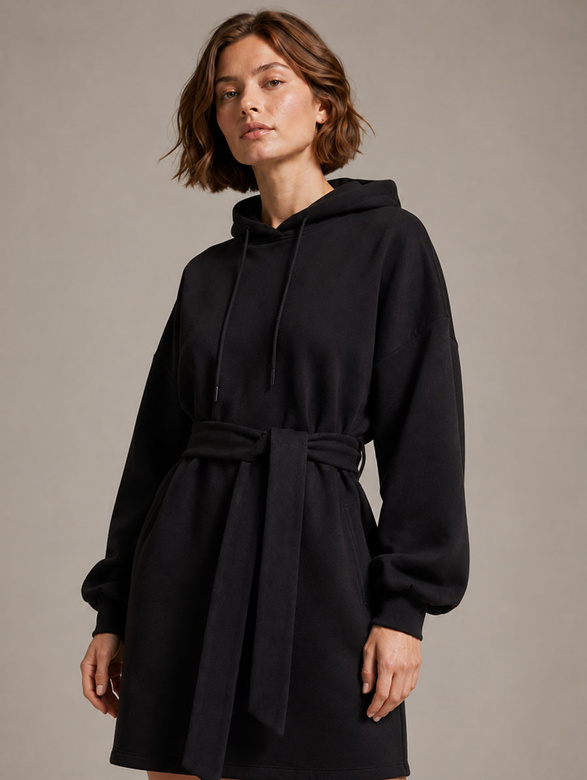 Voľné čierne šaty v štýle oversize