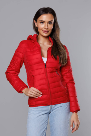 Univerzálna červená prechodná bunda s odnímateľnou kapucňou