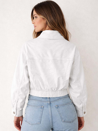 Biela džínsová bunda oversize po pás