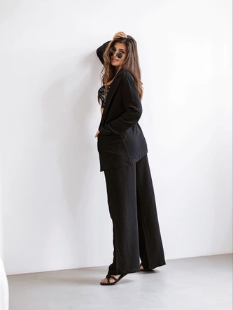 Elegantná súprava – čierne sako a nohavice