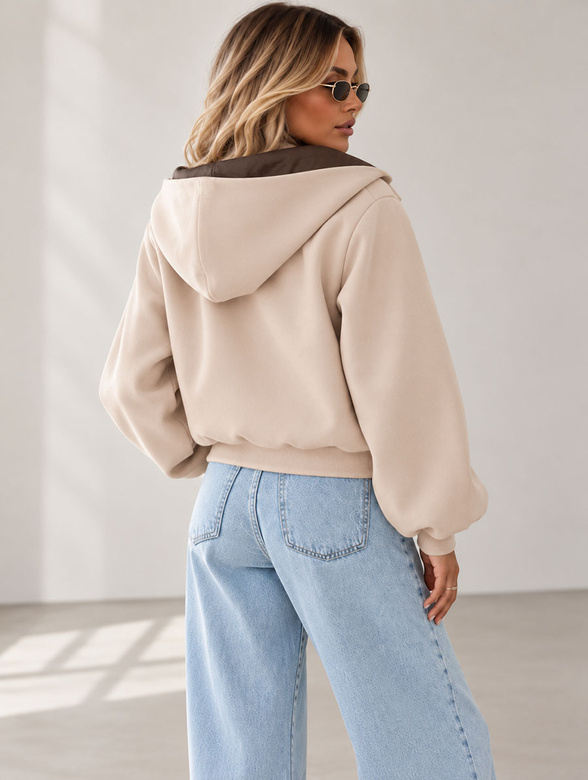 Béžová dámska oversize bunda s vlnou