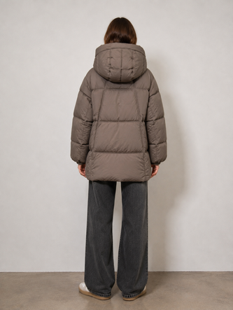 Dámska béžová oversize bunda typu puffer