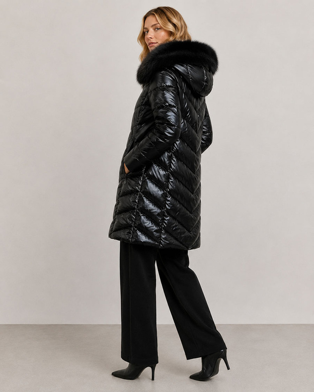 Pikowana zimowa kurtka damska J Style czarna (16M9100-392)