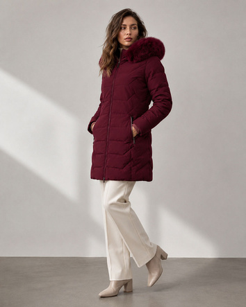 Kurtka damska z kapturem J Style bordowa (16M9121-06)