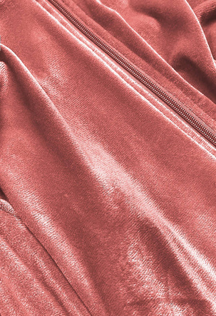 Dámska mikina s kapucňou a zipsom v tehlovej farbe – mikina so zipsom + ležérne nohavice