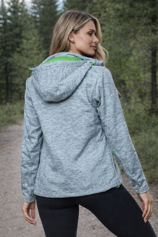 Šedo-limetková športová bunda typu softshell