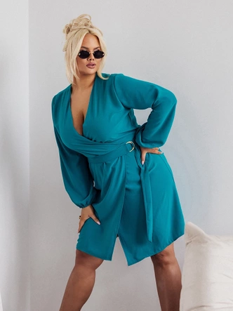 Morské šaty vo veľkosti plus size s opaskom