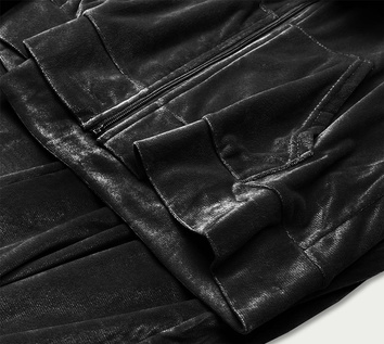 Dámska mikina s kapucňou a zipsom, čierna – mikina na zips + voľné ležérne nohavice