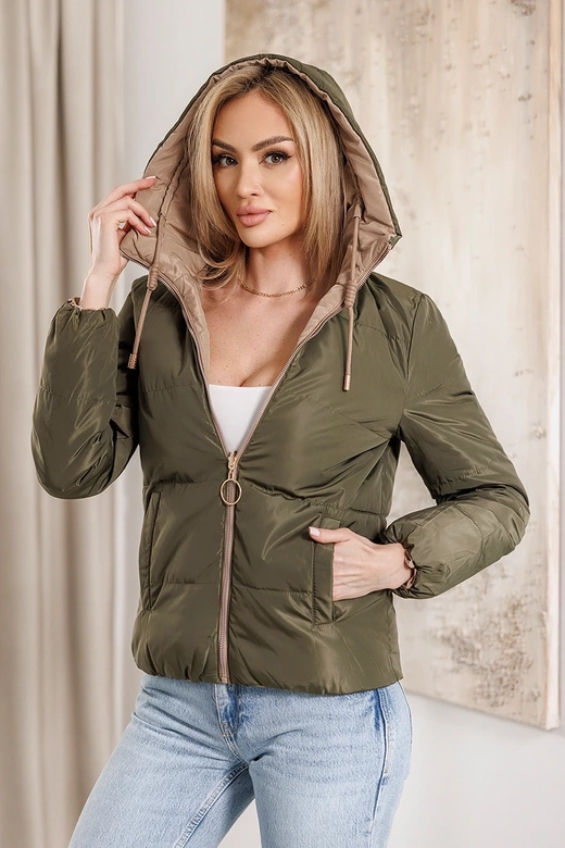 Obojstranná bunda v béžovo-khaki farbe